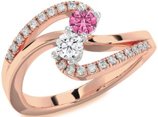 Diamond Platinum & Rose Gold Round Two Stone Promise Ring