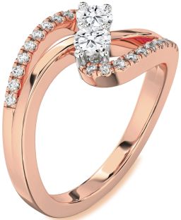Diamond White Rose Gold Round Two Stone Ring