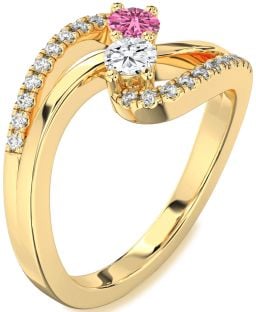 Diamond Gold Round Two Stone Promise Ring