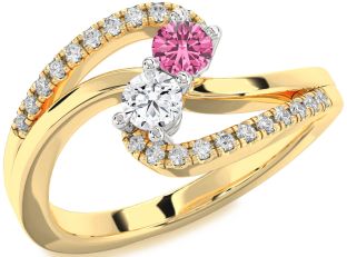 Diamond Platinum & Yellow Gold Round Two Stone Promise Ring