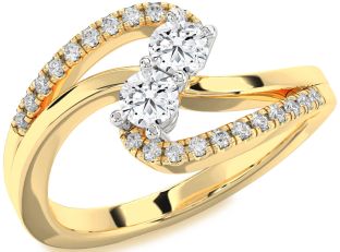 Diamond Platinum & Yellow Gold Round Two Stone Ring