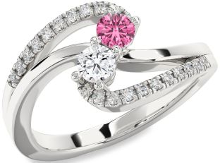 Diamond Platinum Round Two Stone Promise Ring