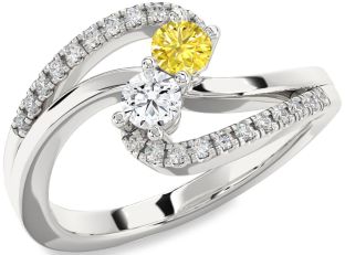 Diamond Silver Round Two Stone Promise Ring