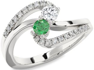 Diamond Silver Round Two Stone Promise Ring