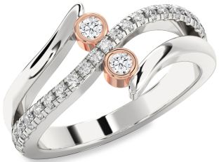 Diamond Platinum & Rose Gold Round Two Stone Ring