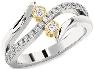 Diamond Platinum & Yellow Gold Round Two Stone Ring