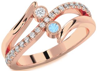 Diamond Rose Gold Round Two Stone Promise Ring