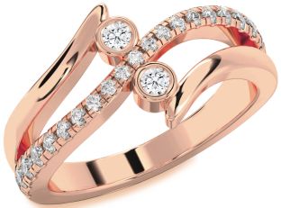 Diamond Rose Gold Round Two Stone Ring