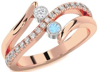Diamond Platinum & Rose Gold Round Two Stone Promise Ring