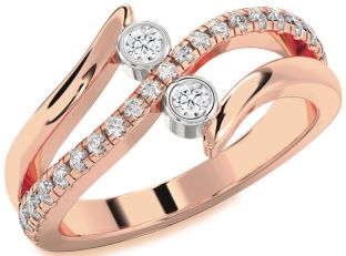 Diamond Platinum & Rose Gold Round Two Stone Ring