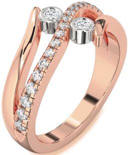 Diamond White Rose Gold Round Two Stone Ring