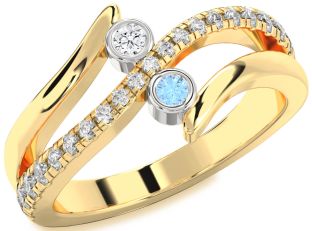 Diamond Platinum & Yellow Gold Round Two Stone Promise Ring