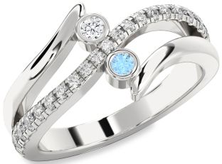 Diamond Platinum Round Two Stone Promise Ring