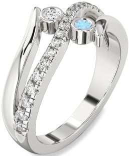 Diamond Silver Round Two Stone Promise Ring