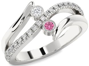 Diamond Silver Round Two Stone Promise Ring