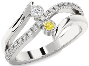 Diamond Silver Round Two Stone Promise Ring