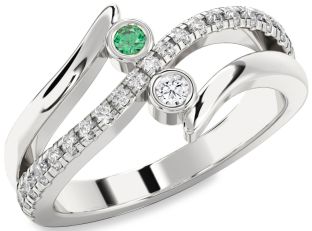 Diamond Silver Round Two Stone Promise Ring