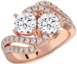Diamond Rose Gold Round Two Stone Ring