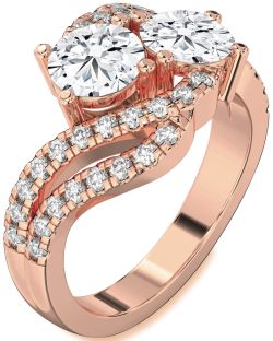 Diamond Rose Gold Round Two Stone Ring