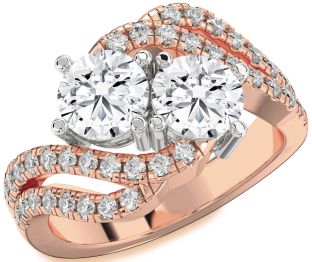 Diamond White Rose Gold Round Two Stone Ring