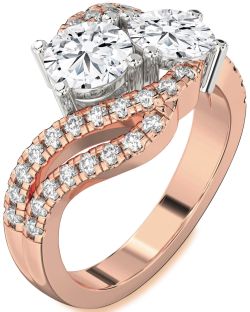 Diamond White Rose Gold Round Two Stone Ring