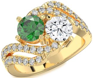 Diamond Gold Round Two Stone Promise Ring