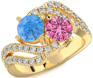 Diamond Gold Round Two Stone Promise Ring