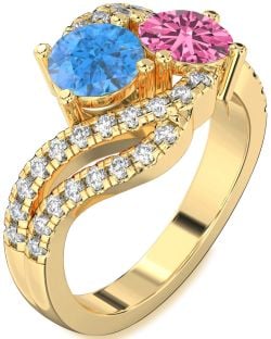 Diamond Gold Round Two Stone Promise Ring