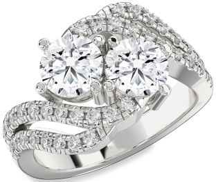 Diamond White Gold Round Two Stone Ring