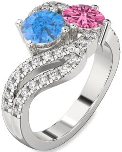 Diamond Silver Round Two Stone Promise Ring