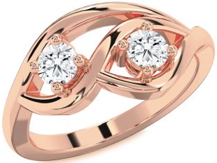Diamond Rose Gold Round Two Stone Ring