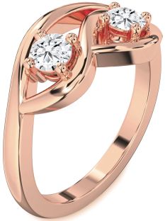 Diamond Rose Gold Round Two Stone Ring