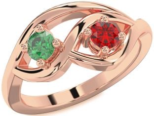 Rose Gold Round Two Stone Promise Ring