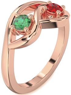 Rose Gold Round Two Stone Promise Ring