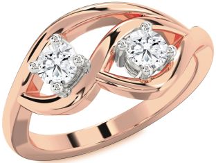 Diamond White Rose Gold Round Two Stone Ring