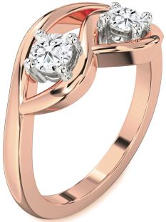 Diamond White Rose Gold Round Two Stone Ring