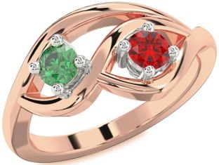 White Rose Gold Round Two Stone Promise Ring