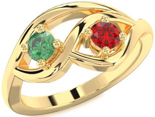 Gold Round Two Stone Promise Ring
