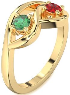 Gold Round Two Stone Promise Ring