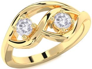 Salt & Pepper Diamond Gold Round Two Stone Ring