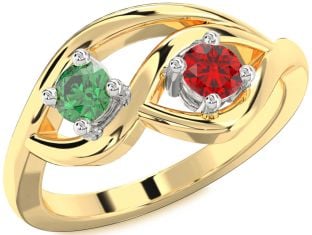 Platinum & Yellow Gold Round Two Stone Promise Ring