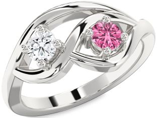 Silver Round Two Stone Promise Ring
