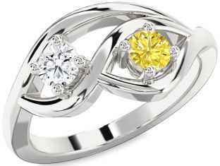 Silver Round Two Stone Promise Ring
