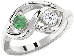 Silver Round Two Stone Promise Ring