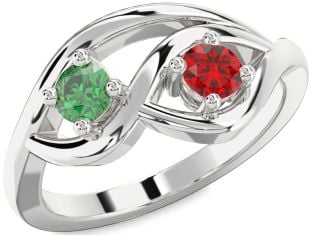 Silver Round Two Stone Promise Ring