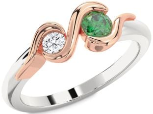Rose Gold Silver Round Two Stone Promise Ring