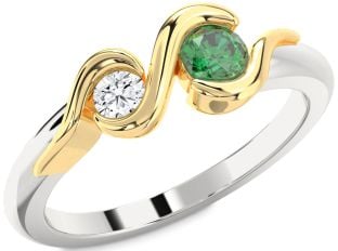 Platinum & Yellow Gold Round Two Stone Promise Ring