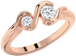 Diamond Rose Gold Round Two Stone Ring