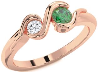Rose Gold Silver Round Two Stone Promise Ring