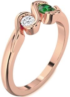 Rose Gold Round Two Stone Promise Ring